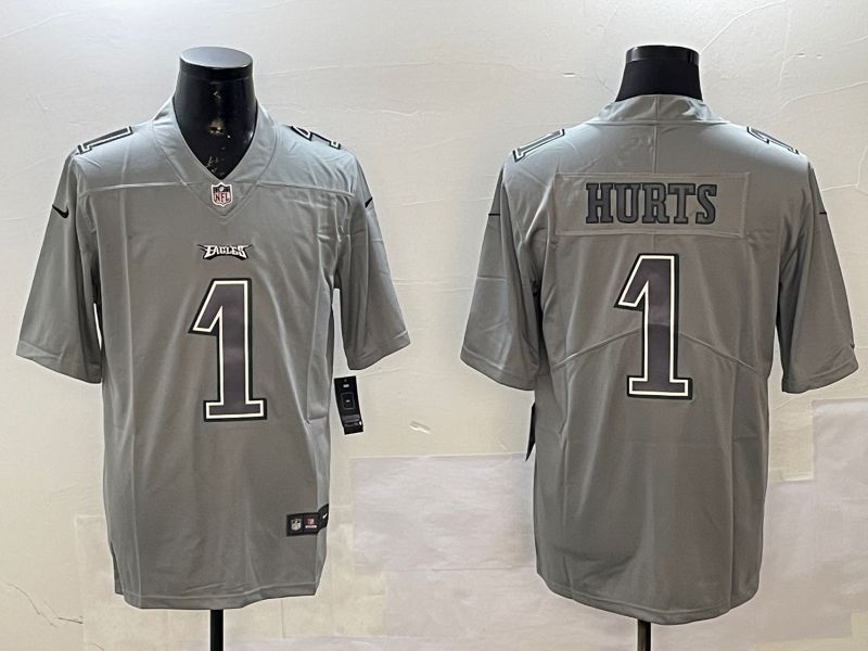 Men Philadelphia Eagles #1 Hurts Grey 2025 Nike Vapor Limited NFL Jersey style 210->philadelphia eagles->NFL Jersey